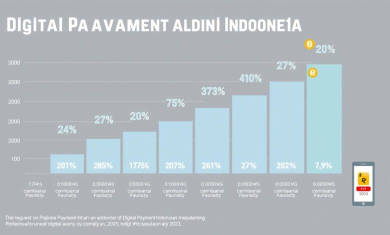 Grafik pertumbuhan penggunaan pembayaran digital di Indonesia