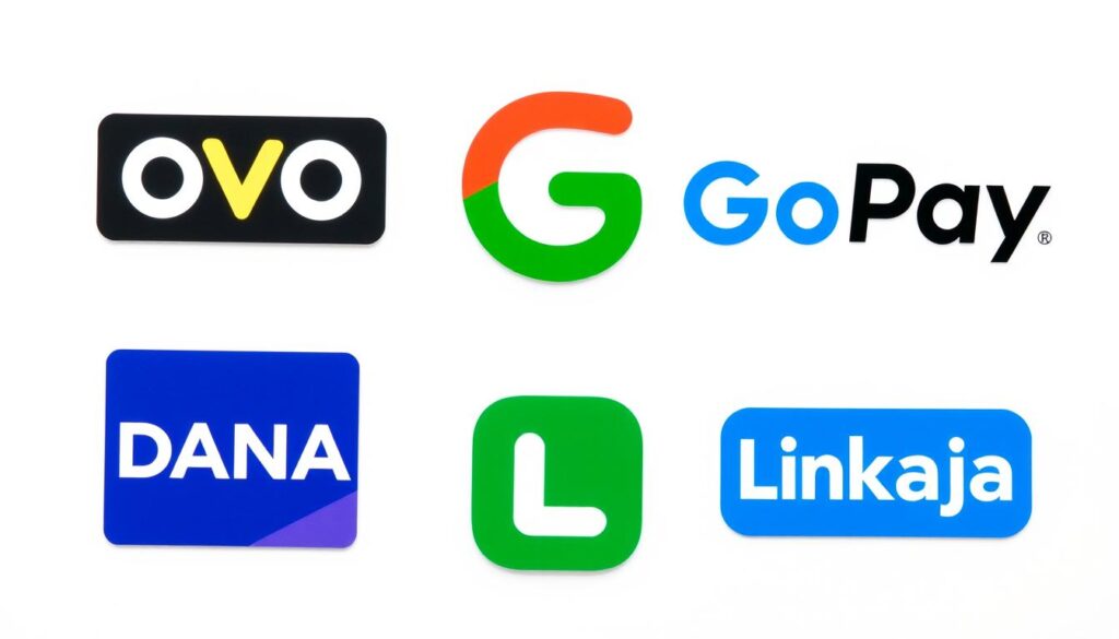 Logo platform pembayaran digital populer di Indonesia Logo platform pembayaran digital populer di Indonesia