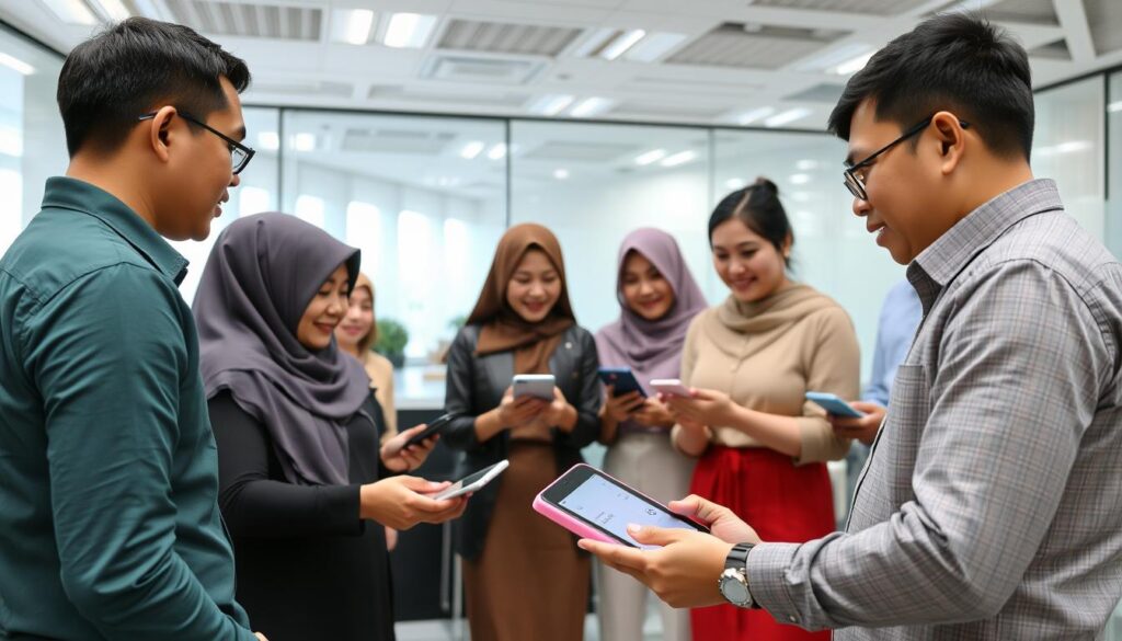 Sesi pelatihan tim untuk sistem pembayaran digital Sesi pelatihan tim untuk sistem pembayaran digital